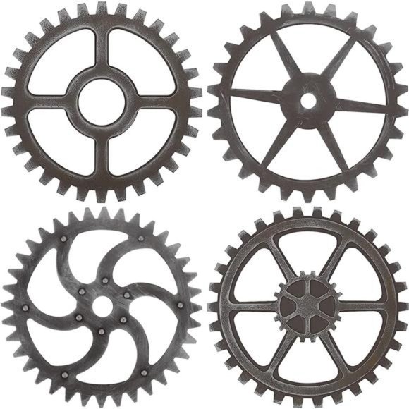 Wooden Industrial Steampunk Style Gear Wheel Wall Decoration 10 Inch Vintage - Picture 1 of 6
